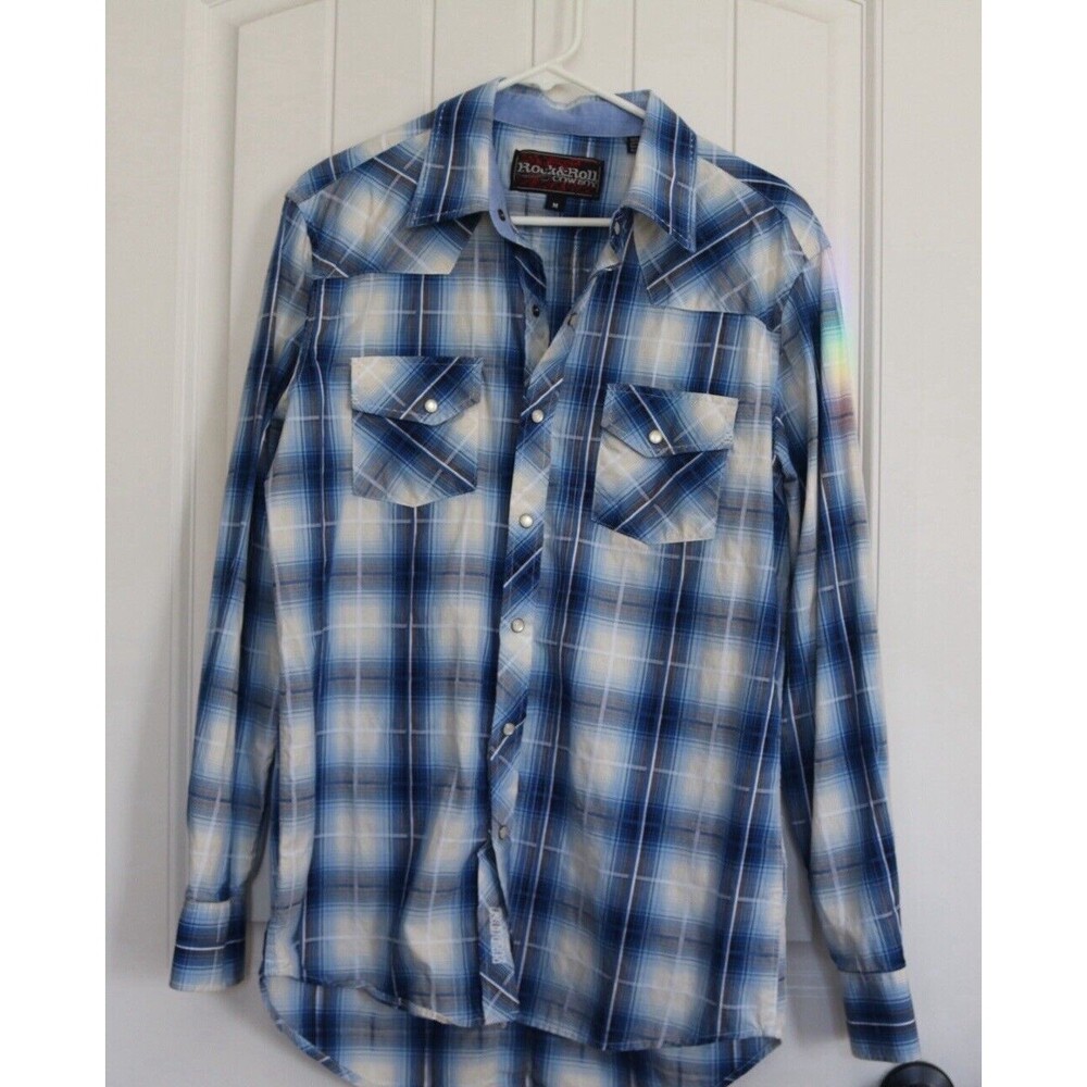 Rock & Roll Cowboy Button-up Pearl Snap Western Shirt Men’s M Long Sleeve Rodeo